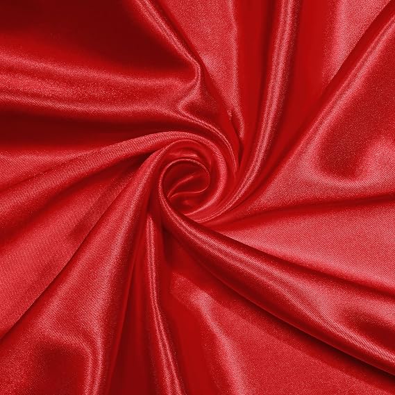NSGZ Red Satin Fabric By The Yard 10 Yards 60" Wide, Silky Solid