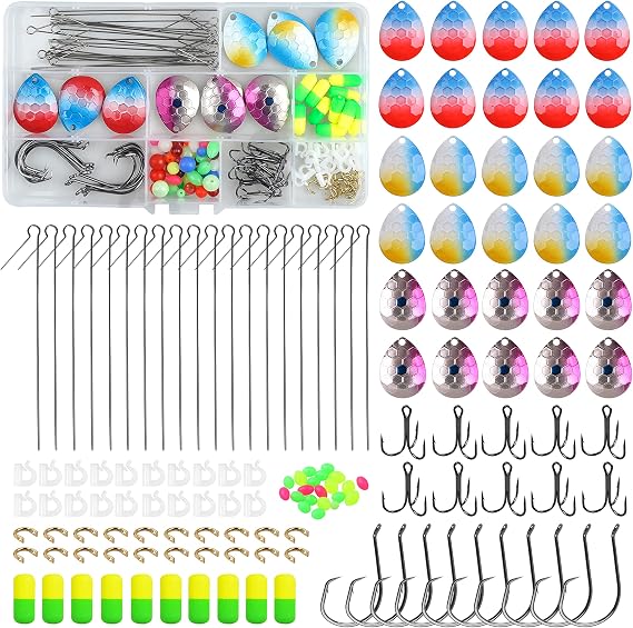 DIY Fishing Lure Making Kit, 150pcs Spinner Blades for Lure Making Walleye Spinner Rig Bass Freshwater Saltwater