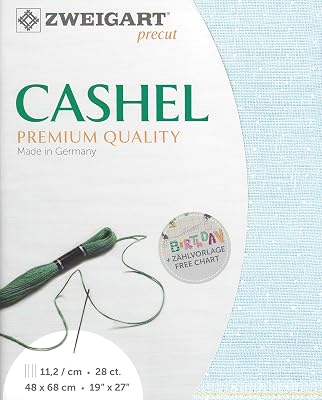 Precut Zweigart Cashel Mini Dots 28 Count Blue with White Mini Dots 32815469. Needlework Canvas, Cross Stitch Fabric, Embroidery Canvas 100% Linen
