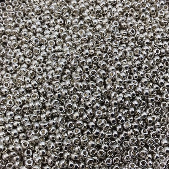 Miyuki 11/0 Seed Beads Galvanized Silver, Japanese Glass Round Rocailles, 2mm Beads for Jewelry Making & Crafts, 24 g., Approx. 2640 Beads