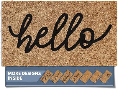 Barnyard Designs Doormat Welcome Mat for Outdoors, Large Front Door Entrance Mat, Brown Hello, 30x17