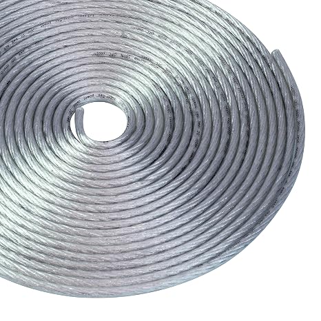 10 FT 10 AWG GA Full Gauge Battery Power Cable Ground Wire Clear Silver OFC Copper (10159)