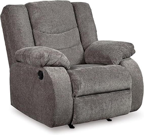 Signature Design by Ashley Manual Rocker Recliner Chair, Gray, Tulen