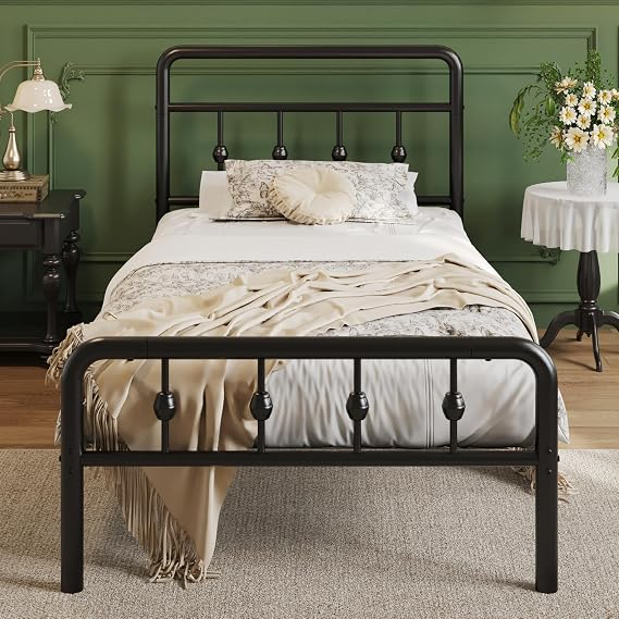 Lutown-Teen 12 Inch Twin Bed Frames with Headboard and Footboard