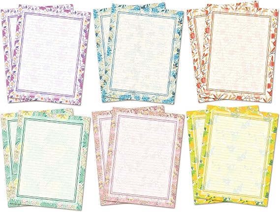 Vintage Morris Stationery Paper (Lined) 48 PC, Medieval Europe Pattern, Printer Friendly, Both Sides Printed, Writing Stationary Letter Size 11 x 8.5 in