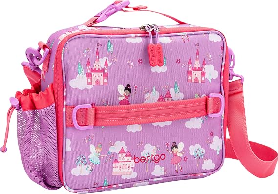 Bentgo Kids Prints Double-Insulated Reusable Lunch Bag | For Kids 3+, Adjustable Strap; Holds Lunch Box/Water Bottle/Snacks; Easy-Clean, Water-Resistant, Pockets (Fairies)