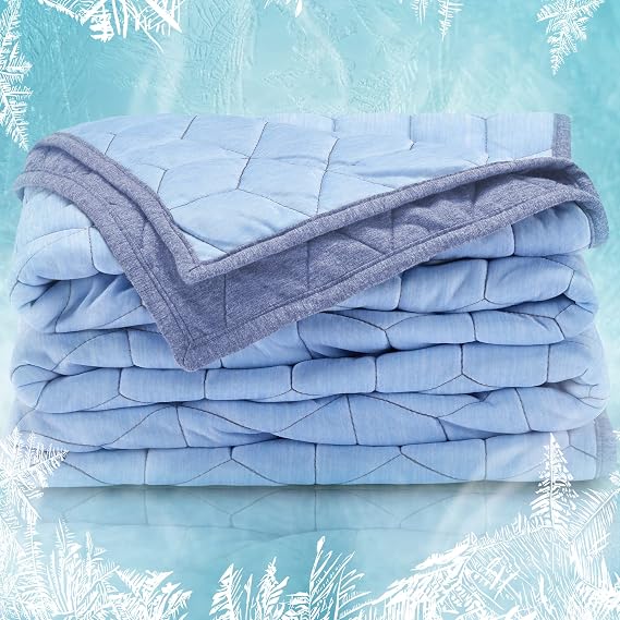 SLEEP ZONE Cooling Blanket for Hot Sleepers Throw Size (50x60 inches), Dual-Sided Cool Summer Blanket Lightweight Portable for Gym, Travel, Picnic, Camping (Blue+Blue)