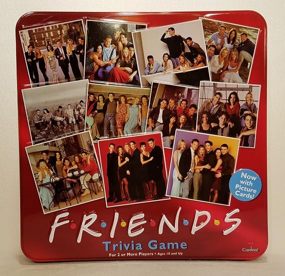 Friends Trivia Game with Picture Cards; in a Collectible Red Tin