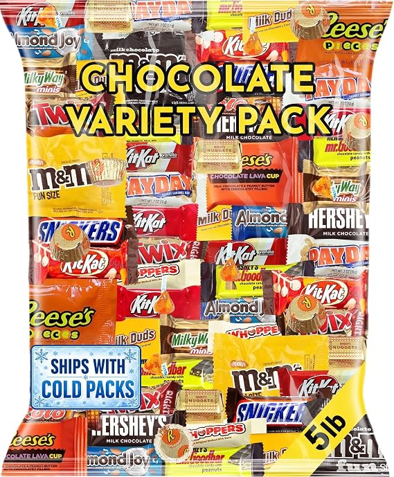 Assorted Chocolate Candy Variety Pack 5 lb Bulk Individually Wrapped Chocolates for Parties, Gifting, Holidays & Everyday Indulgence Premium Mix for All Occasions