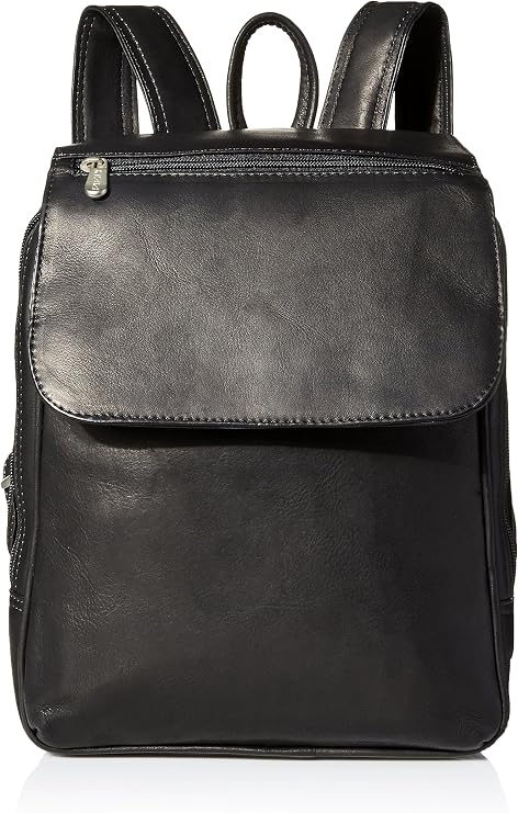 Piel Leather Flap-Over Tablet Backpack, Black, One Size
