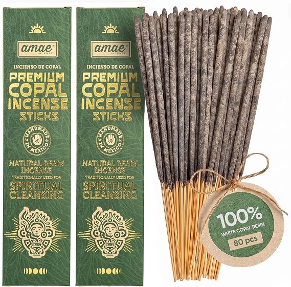 Premium White Copal Incense Sticks, Pure Mayan Resin Made in Mexico 80 Pcs