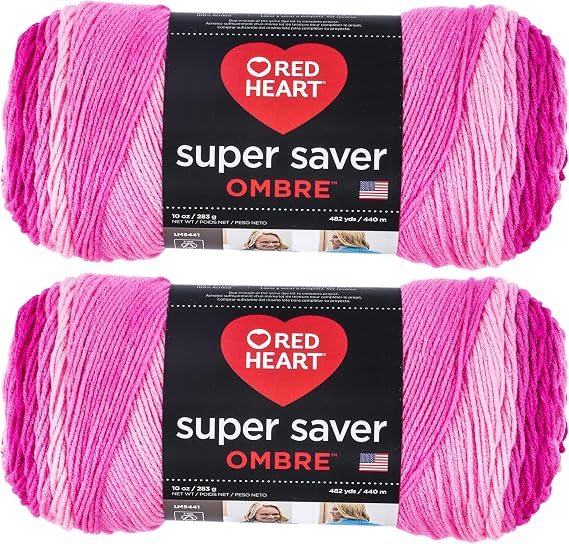 Red Heart Super Saver Jumbo Jazzy Ombre Yarn - 2 Pack of 283g10oz - Acrylic - 4 Medium Worsted - 482 Yards - KnittingCrochet