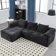 Modular Cloud Sofa, Minimalist L-Shaped Cloud Couch with 2 Modular Sections, Compressed Couch with Storage Pockets, Boneless Couch for Small Flats and Living Rooms, Black