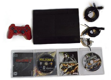 Sony Playstation 3 Super Slim 500GB Game Console System Bundle PS3 w/4 GAMES