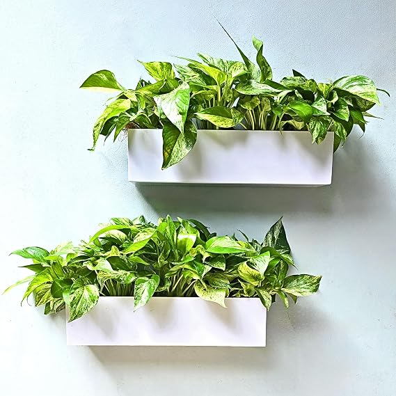 LaLaGreen Outdoor Wall Planter (16in, 2 Pack) Window Sill Boxes Flower Pots