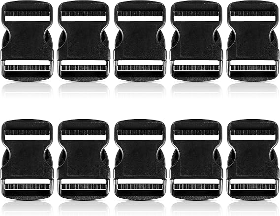 Strapworks 2 Inch Quick Side Release Buckles for Straps, Dual Adjustable Heavy Duty Plastic Snap Buckle for Backpack, Fanny Pack, Dog Collar, Leash, Black, 10 Pack