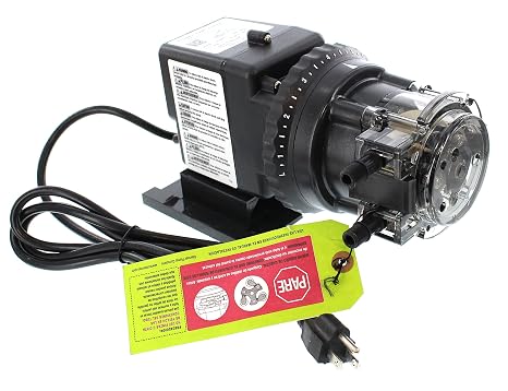 Stenner 45M5 Adjustable Metering Pump, 2.5 to 50.0 GPD, 25 psi, Polypropylene (PP) and Plastic, Black