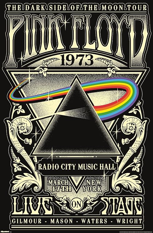 Pink Floyd - The Dark Side Of The Moon Tour 1973 Wall Poster, 34L" x 22.4W", Premium Unframed Version