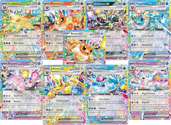 Pokemon - SV Prismatic Evolutions - Eeveelutions - Umbreon - Eevee - Sylveon - Espeon - Jolteon - Glaceon - Flareon Vaporeon - Leafeon - Tera ex - Double Rare - 9 Card Lot Bundle