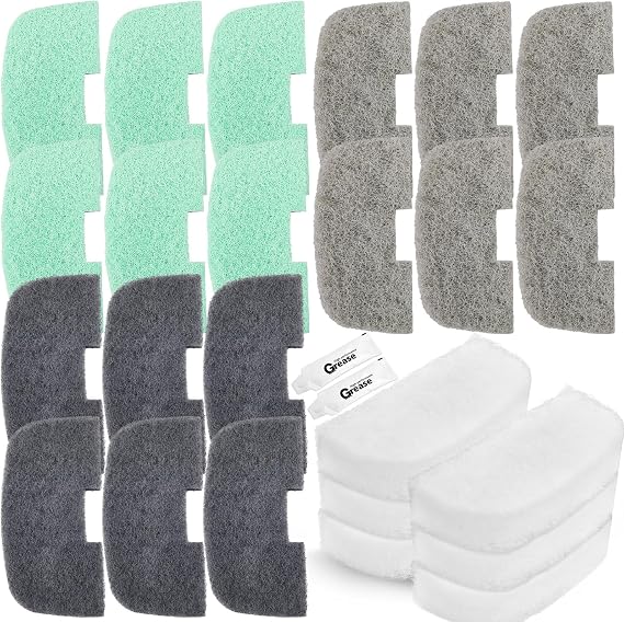 Threlaco 26 Pcs Canister Filter Maintenance Kit Compatible with Fluval 106/107/206/207, Water Polishing Pad, Ammonia/Phosphate/Nitrite Remover Pads, Silicone Lube