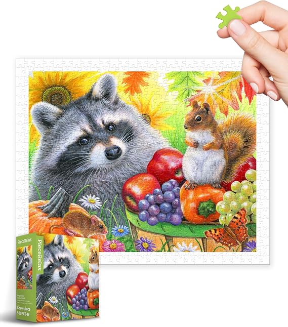 PieceRelax Plastic Jigsaw Puzzles for Adults 500 Pieces - Bridget Voth - Garden Friends Most Satisfying Table Games and Gifts No Puzzle Mat Required [H3611]