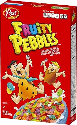 Post Fruity PEBBLES Cereal, Gluten Free,10 Essential Vitamins and Minerals, Sweetened Rice Cereal , 11 Ounce Cereal Box