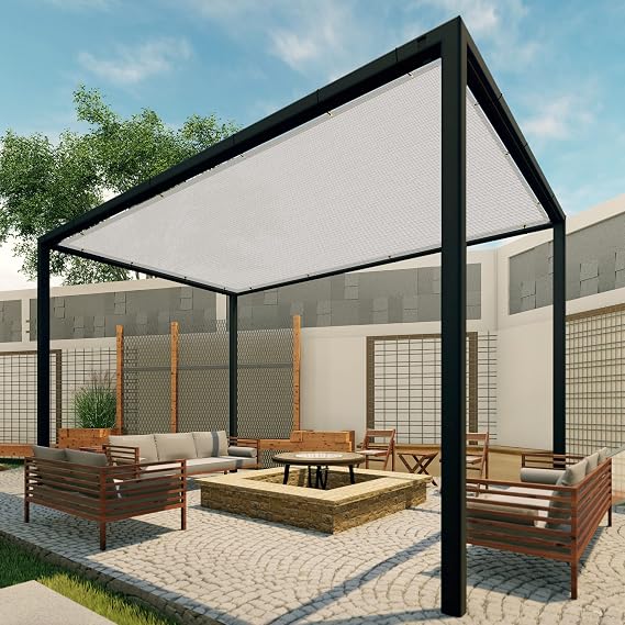 Patio Paradise 8' x 25' Shade Cloth with Grommets, Sun Shade Sail Rectangle with Straight Edge, Outside Patio Cover Pergola Shades Canopy, UV Block Shades Fabric for Backyard Garden, Light Grey
