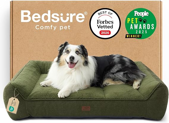 Bedsure Extra Thick Supportive XL Orthopedic Dog Beds Large 106x76cm, Green