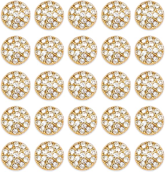 100 pcs Rhinestone Crystal Decorations Round Accessory Alloy Flatback Embellishments for Crafts Handmade Button Brooch Wedding Bouquet Hair Bow Flower Decorations 10mm (100 Pieces Gold)