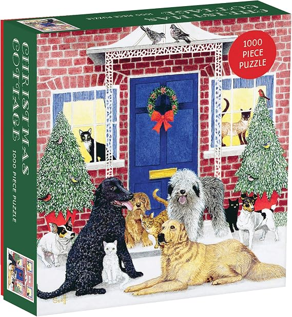Galison - Christmas Cottage Square Boxed 1000 Piece Jigsaw Puzzle