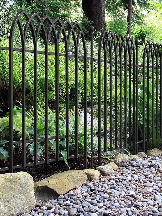 121cm Gothic Fence Section Black Galvanised Steel Panacea Fence System