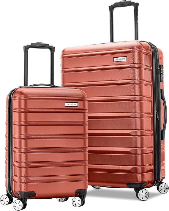 Samsonite Omni 2 Hardside 2 Piece Set - Includes Carry-On & Medium Checked Suitcases - 360 Dual Spinner Wheels - Integrated TSA Lock & Expansion - Brick Orange