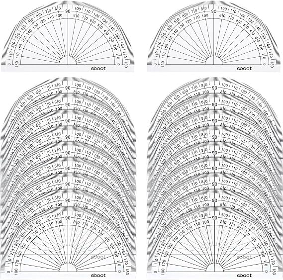 20 Pack Plastic Protractor, 180 Degrees Protractor for Angle Measurement Student Math, 4 Inches, Clear