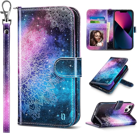 ULAK Compatible with iPhone 13 Wallet Case for Women, Mandala Pattern