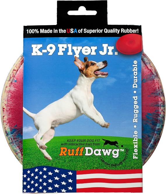 Ruff Dawg K9 FlyerJR Durable, Flexible Flying Disc Dog Toy for Fetch Safe for Teeth & Gums High-Visibility Neon Colors Ideal for Outdoor Play & Exercise
