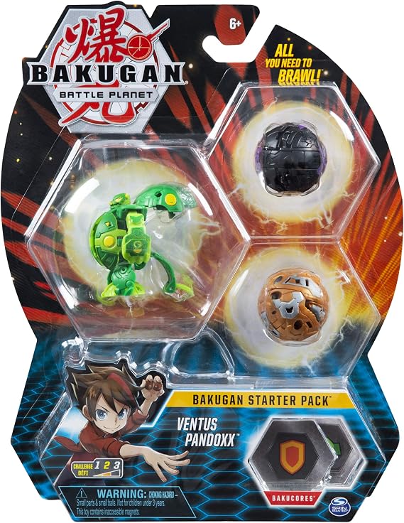 Bakugan Starter Pack 3-Pack, Ventus Pandox, Collectible Action Figures, for Ages 6 and up