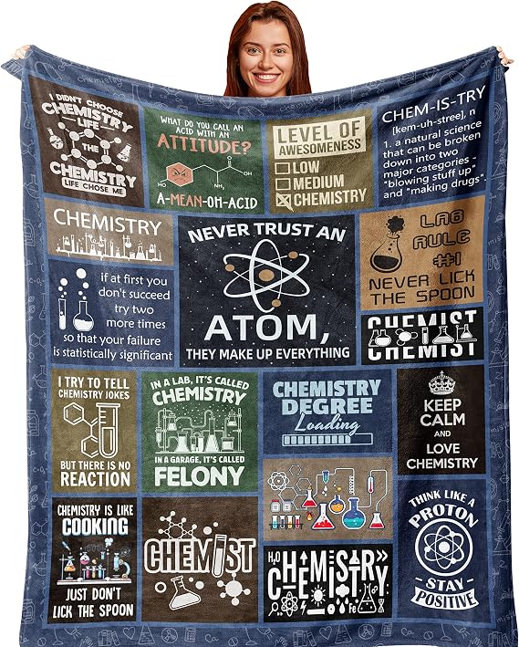Chemistry Gifts for Women/Men, Best Chemistry Teacher/Students Gift, Birthday/Graduation Gift for Chemistry Lover, Science Blanket 60X50in