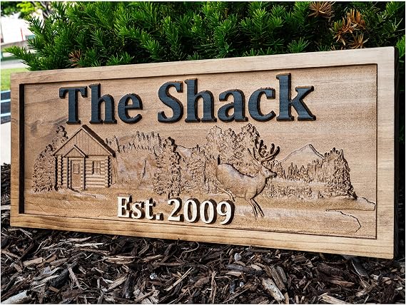 Custom Wood Cabin Sign | Personalized Name Sign | Rustic Deer Decor
