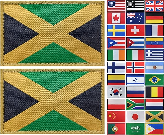 JBCD 2 Pack Jamaica Flag Patches Jamaican Flags Tactical Patch Pride Flag Patch for Clothes Hat Patch Team Military Patch