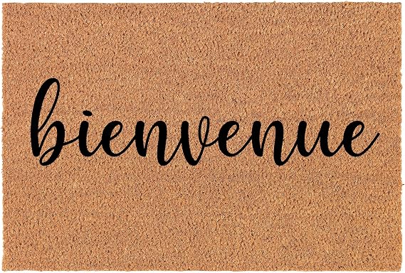 Welcome Doormat Coco Coir Door Mat Gift Bienvenue French Welcome (24" x 16")